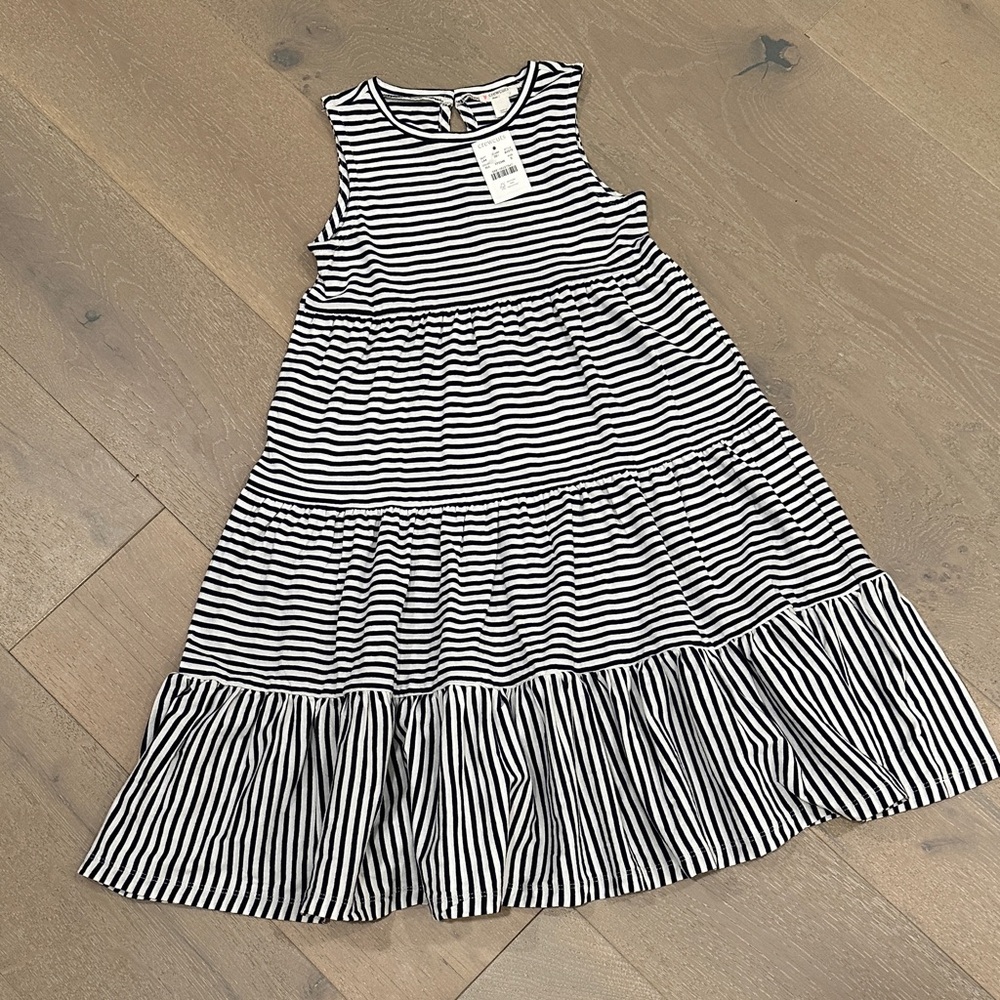 NWT Crewcuts Classic Navy White Striped Tiered Ruffle Dress